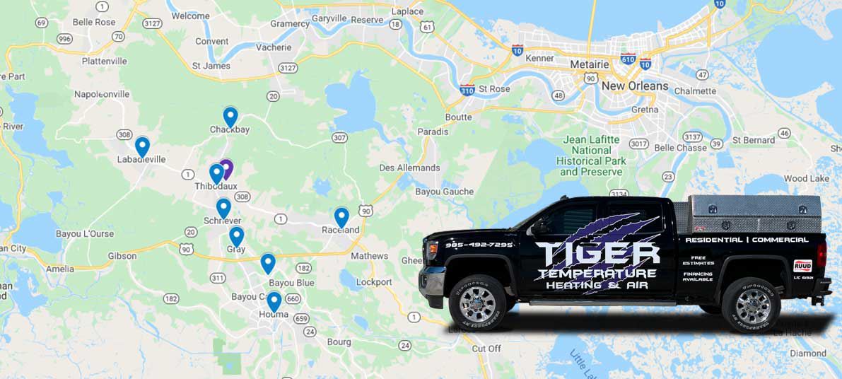 Tiger Temperature - Service Area Map